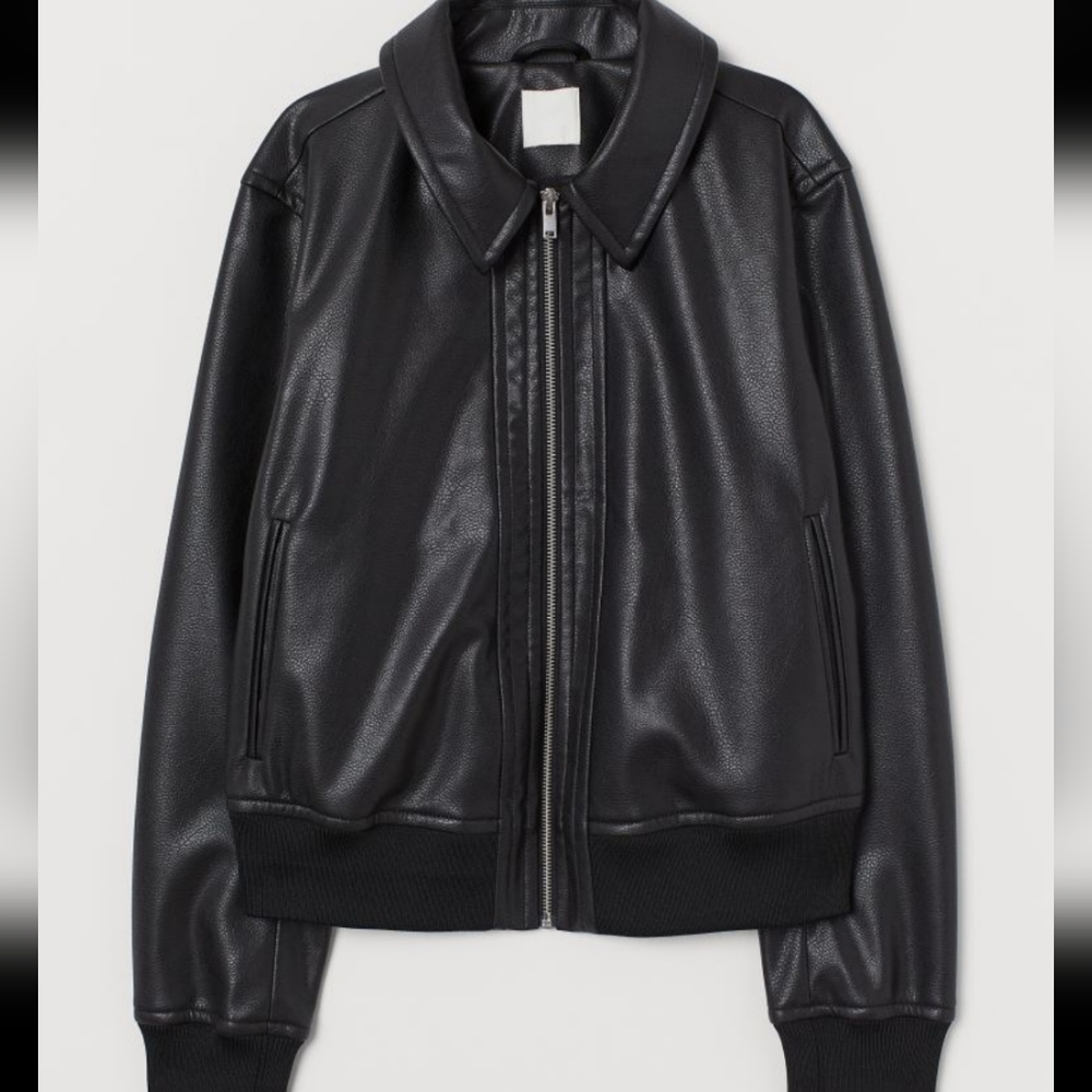 H&M vegan leather bomber jacket